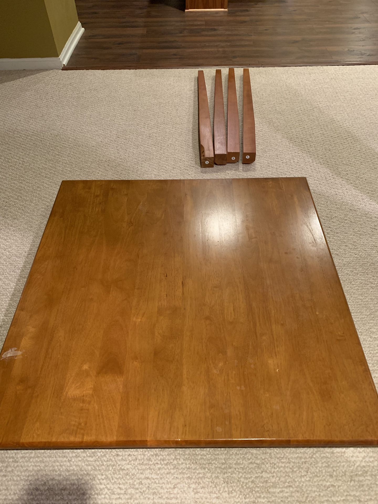 Wood counter height dining table set, chairs can be used as bar stools - $80
