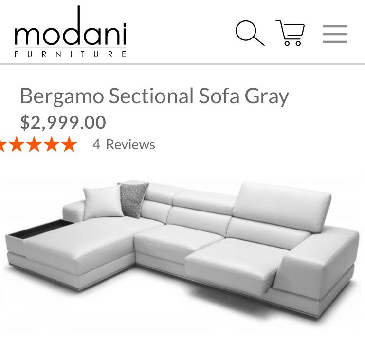 Modani Bergamo Sofa Light Grey In Box