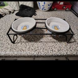 Raised Lifted Cat People By Riviera Van Beers Stoneware Feeding Food Water Pet Cat Dog Bowl