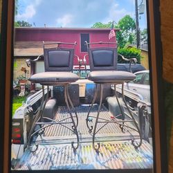TALL METAL SWIVEL BARSTOOL CHAIRS (2) READ DESCRIPTION