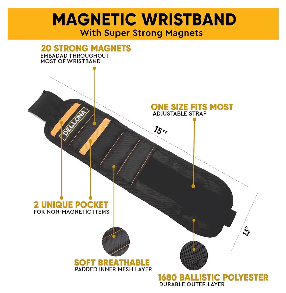 Magnetic Wristband For Holding Screws
