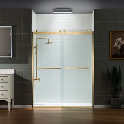 SDD6076-BG  WOODBRIDGE Frameless Shower Doors 56-60" Width x 76"Height with 3/8"(10mm) Clear Tempered Glass, 2 Ways Opening & Double Sliding in Brushe