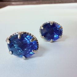 Sterling Silver Blue Stone Earrings