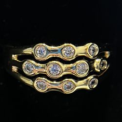 Triple Band Round Brilliant 14k Gold Filled Ring Size 9