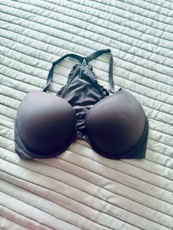 Dark Gray Push-Up Bra with Lace Detail 34D