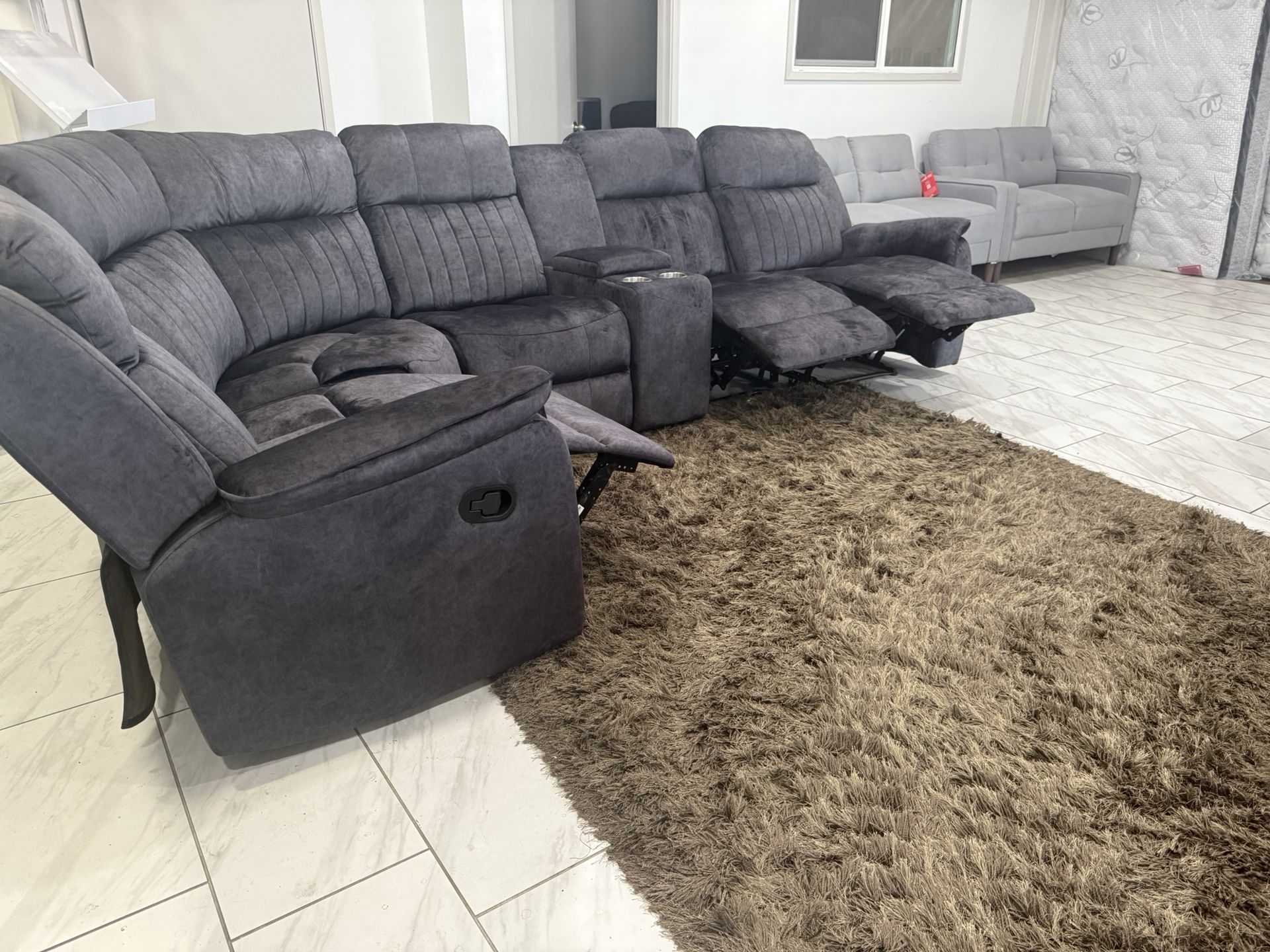 🛋️ NEW!! Sectional Sofa w/ 3 Recliners 🚛 Avail E-Z Clean fabr 3 Total Recliners STILL IN BOX 📦  Individual Pc