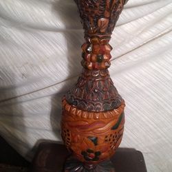 Antique Wood Flower Vase