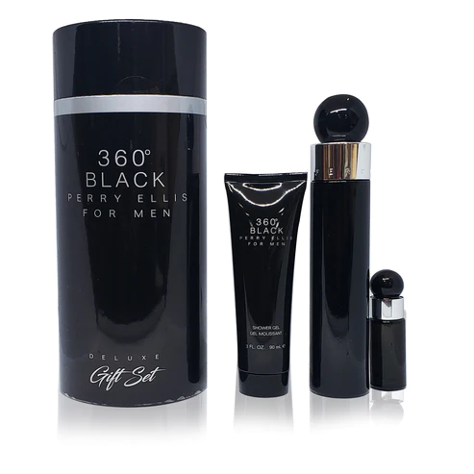 PERRY ELLIS - 360 BLACK 4PC SET ( M ) 3.4 OZ