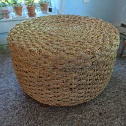 Hyacinth Round Storage Ottoman
