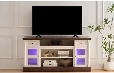 Streamdale Furniture Streamdale Farmhouse TV Stand 70-inch Entertainment Center with LED
