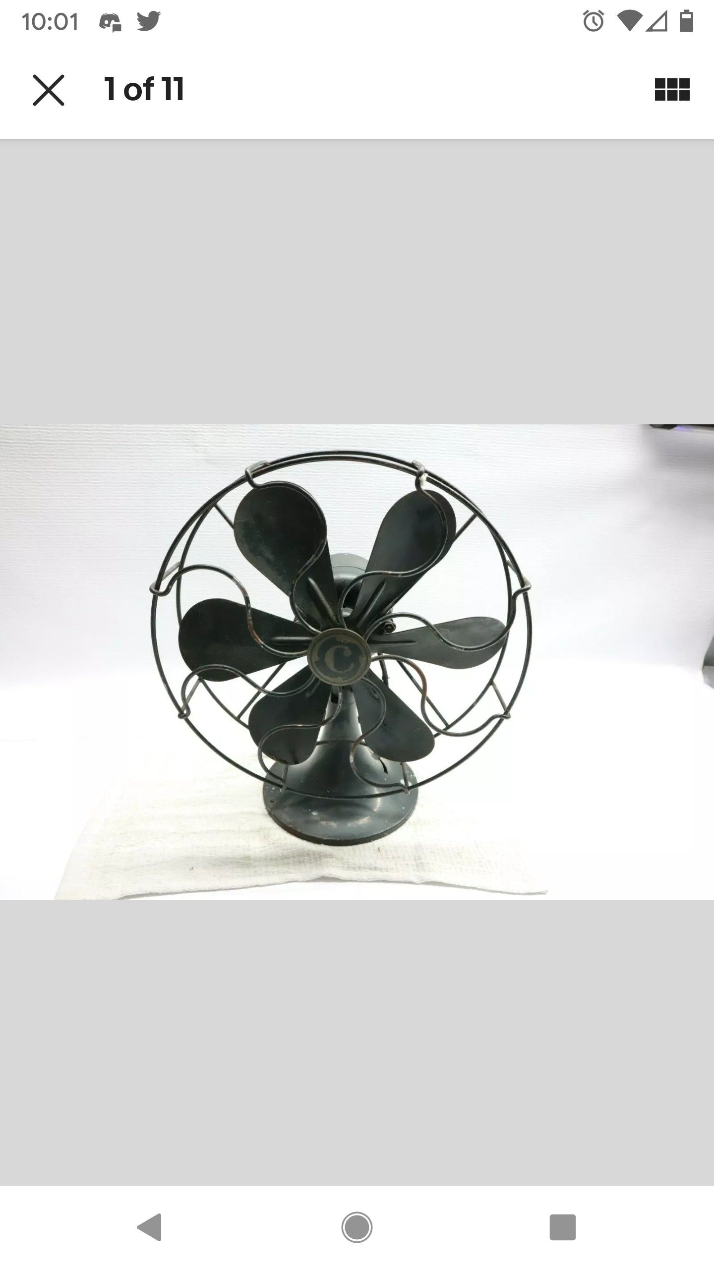 Used Antique Command Air 11" Electric Desk Fan - 6 Blades - 1 Speed - Working! U