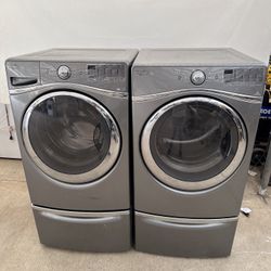 Grey Whirlpool Washer And Gas Dryer 