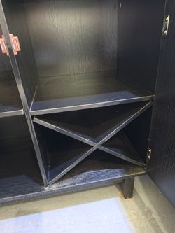 Black Wood Cabinet with Wine Rack