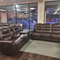 New Top Grain Genuine Leather Recliner Sofa And Loveseat With Power Recliners And Real Leather