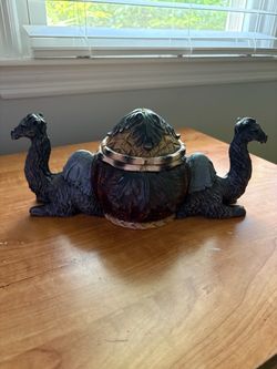 Decorative Camel Figurine with Lidded Bowl