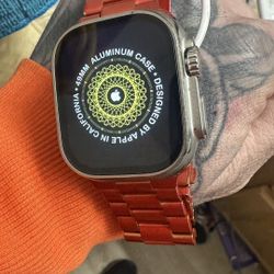 Apple Watch Ultra with Bold Red Metal Band - Premium Custom Look