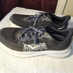Hoka One One Mach 6 Black White Lace Up Low Top Men's Sneaker Athletic Shoes