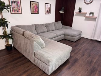 Large Gray U-Shaped Sectional - Free Delivery