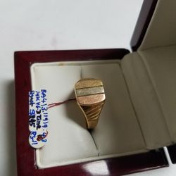 14k 3 Tone  Gold Signet Ring Size 11