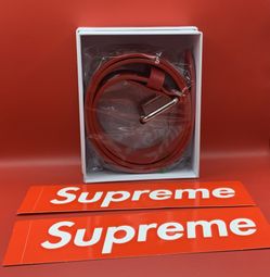 Supreme Repeat Leather Belt Red