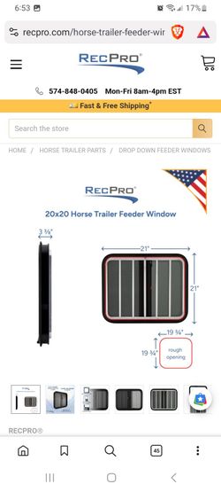 2x rec pro horse feeding windows for rv, campervan, etc great security windows