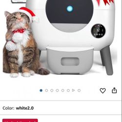 Self Cleaning Litter Box, Automatic Cat Litter Box with APP Control, Multi-Cat Compatible,1 Roll of Garbage Bags and Mat,white2.0X