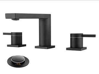 Luxury Widespread Bathroom Sink Faucets 3 Hole, 2-Handle Gold Bathroom Vanity Faucet, with Matching Pop-up Drain Assembly, Brass Matte Black