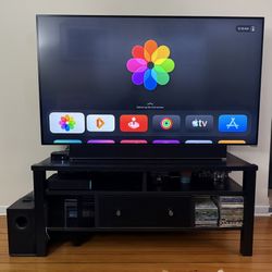 65 inch Vizio TV, Vizio Soundbar & TV Stand Table