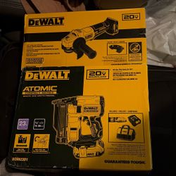 Brand New atomic 20v Pin Nailer Kit W/2 Battery’s And Charger N Bag. Brand New 4-5” 20v Grinder Tool Only.