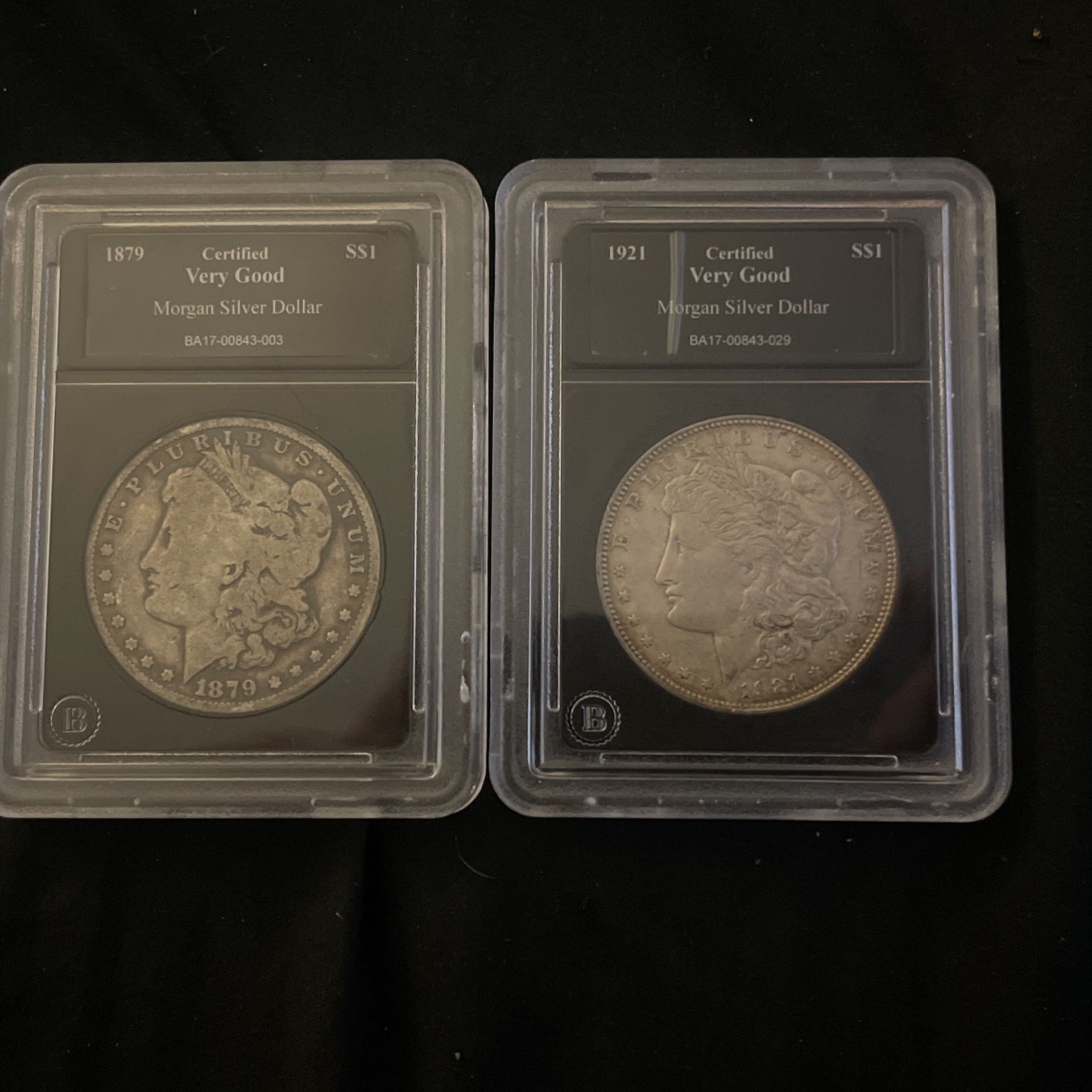 1879 And 1921 Morgan Silver Dollar