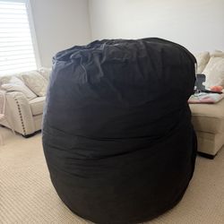 Big Joe Fuf 6.5Ft Giant Foam Bean Bag Chair, Oversized Couch with Removable Cover for Kids, Teens, Adults, Onyx Lenox, Durable Woven Polyester, 6.5 fo