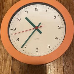 Postmodern JUNGHANS Wall Clock - 80s 90s Memphis Era Panton Modern Pop Minimalism Plastic Rose Salmon
