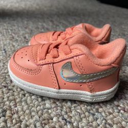 2c Baby Girl Air Force Ones Crib Shoes. Summer Neon Orange/pink 