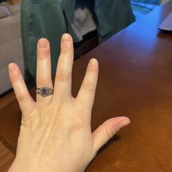 Ring With Amethyst And Silver Band