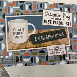NIB Ask Me About My Dog Desk Set 