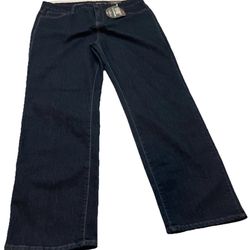 AVENUE Women's (SZ 18) Blue Denim Jeans Pockets Delux Stretch Boot Cut MSRP $49