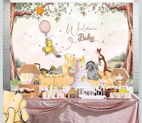 Winnie the Pooh Welcome Baby Shower Backdrop
