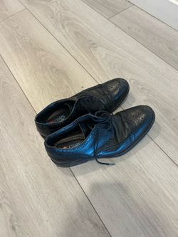 CHAPS Men’s Black Leather Wingtip Oxford Dress Shoes Size 9.5M