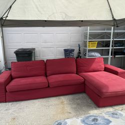 Sectional 2 piece sofa | couch | Red Canvas Fabric - from Pet Friendly Home