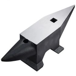 316*Cast Steel Anvil, 132 Lbs(60kg) Single Horn Anvil with Large Countertop and Stable Base, High Hardness Rugged Round Horn Anvil Blacksmith, for Ben