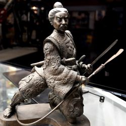 Japanese Bronze Samurai Warrior Statue Figurine 15" Miyao Style Meiji