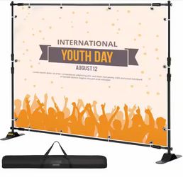 Backdrop Banner Stand Adjustable Display Backdrop Banner Stand Max 96 in. H x 120 in. D Protable for Party, Photography