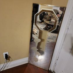 Calla Lilly 1980's Mirror Clock With Printed Floral Design Living Room Decor