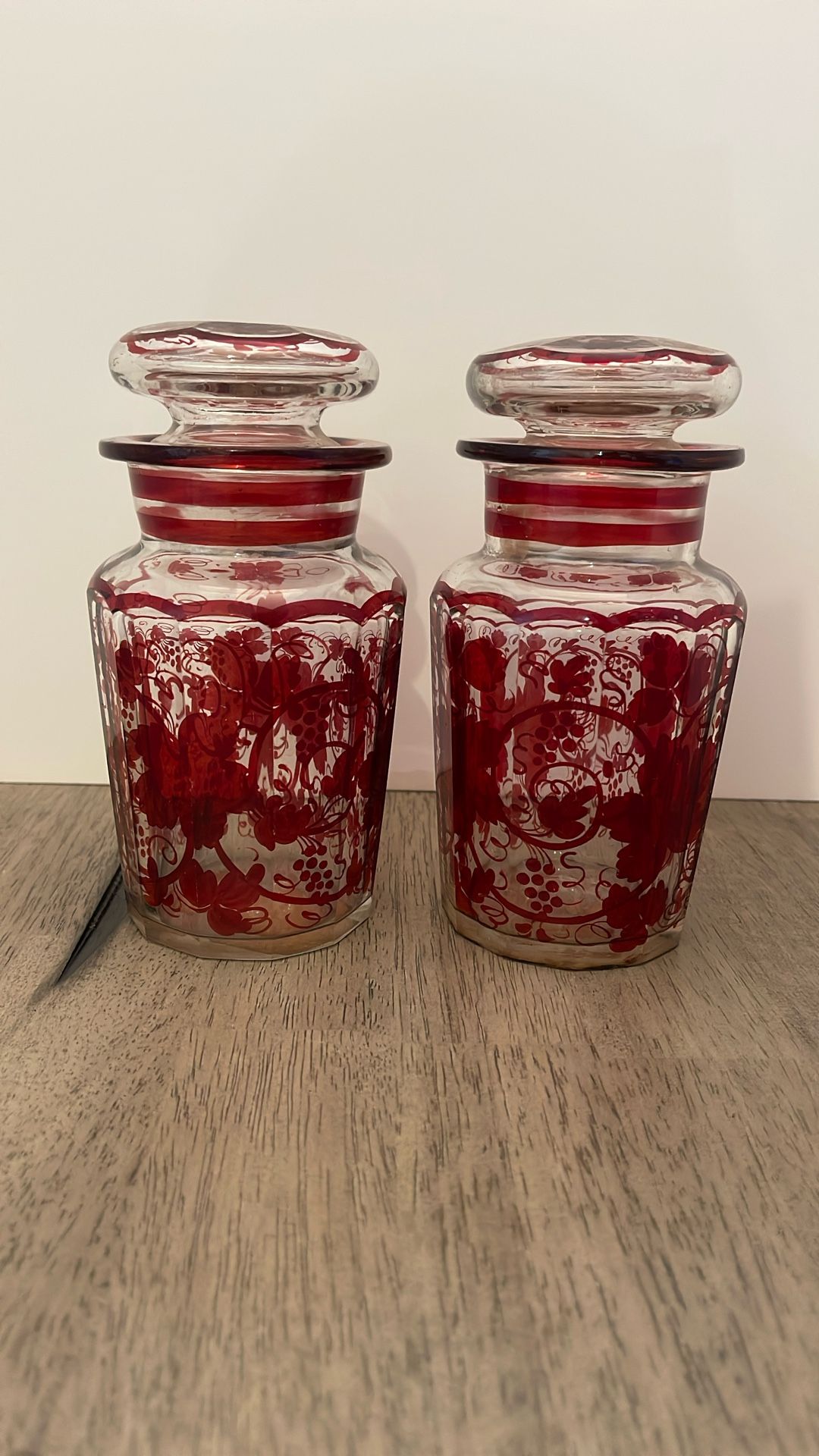Bohemian glass pickle jars
