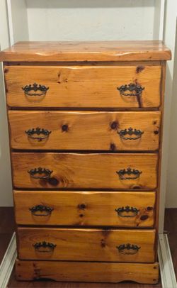 Solid Pine 5-Drawer Tall Dresser