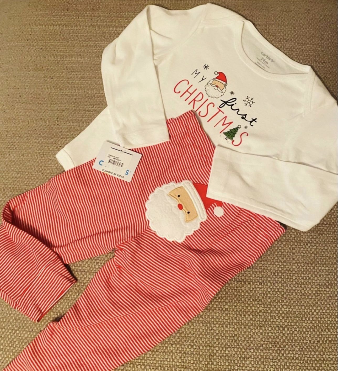 24M Carter’s UNISEX My First Christmas 2pc Outfit
