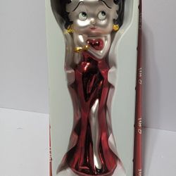 1998 Betty Boop Glass Christmas Ornament in Red Dress – Bright Ideas BB240 – 11"


