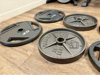BRAND NEW Set Of Olympic Cast Iron Weight Plates  from 5s to 45s  Pounds [Total: 240 lbs]