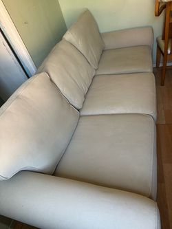 3-Seat Fabric Sofa in Light Beige