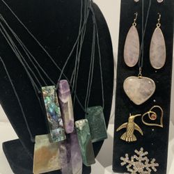 Vintage  Gemstone Charms, Pendants And Pins.  And Pendants 